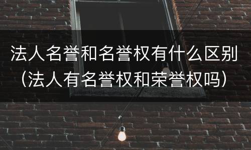 法人名誉和名誉权有什么区别（法人有名誉权和荣誉权吗）