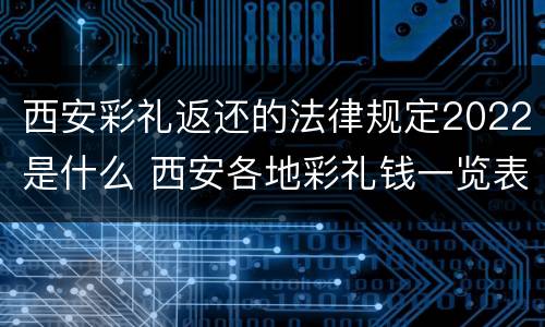 西安彩礼返还的法律规定2022是什么 西安各地彩礼钱一览表