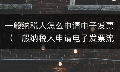 一般纳税人怎么申请电子发票（一般纳税人申请电子发票流程）