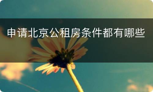 申请北京公租房条件都有哪些