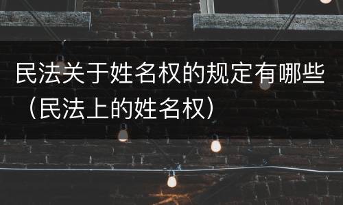 民法关于姓名权的规定有哪些（民法上的姓名权）