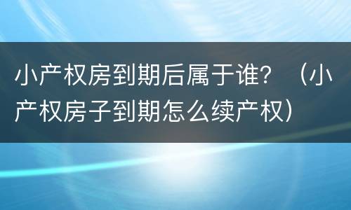 小产权房到期后属于谁？（小产权房子到期怎么续产权）