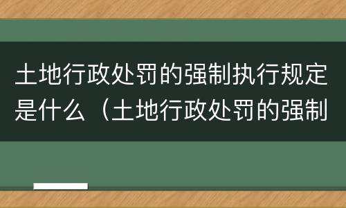 土地行政处罚的强制执行规定是什么（土地行政处罚的强制执行规定是什么意思）