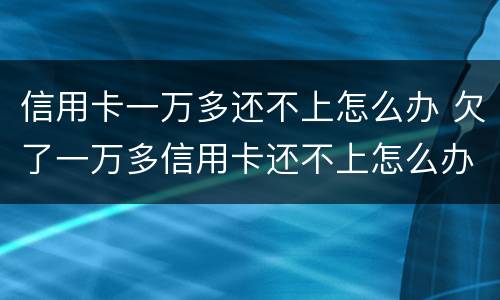 信用卡一万多还不上怎么办 欠了一万多信用卡还不上怎么办