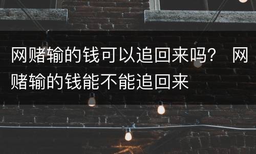 网赌输的钱可以追回来吗？ 网赌输的钱能不能追回来