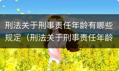 刑法关于刑事责任年龄有哪些规定（刑法关于刑事责任年龄有哪些规定呢）