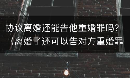 协议离婚还能告他重婚罪吗？（离婚了还可以告对方重婚罪吗）