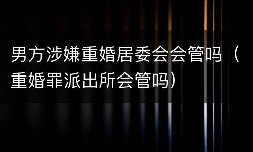 男方涉嫌重婚居委会会管吗（重婚罪派出所会管吗）