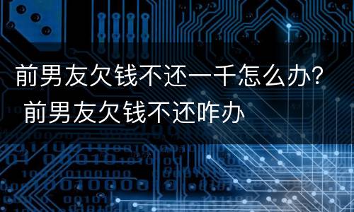 前男友欠钱不还一千怎么办？ 前男友欠钱不还咋办