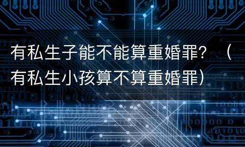 有私生子能不能算重婚罪？（有私生小孩算不算重婚罪）