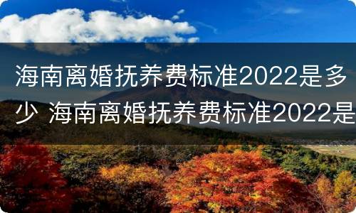 海南离婚抚养费标准2022是多少 海南离婚抚养费标准2022是多少钱