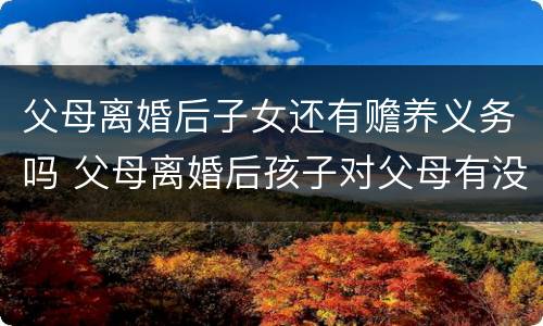 父母离婚后子女还有赡养义务吗 父母离婚后孩子对父母有没有赡养义务