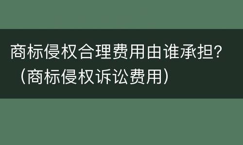 商标侵权合理费用由谁承担？（商标侵权诉讼费用）