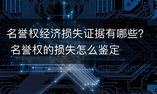 名誉权经济损失证据有哪些？ 名誉权的损失怎么鉴定