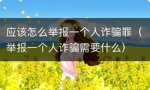 应该怎么举报一个人诈骗罪（举报一个人诈骗需要什么）