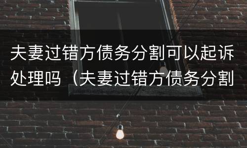 夫妻过错方债务分割可以起诉处理吗（夫妻过错方债务分割可以起诉处理吗法律规定）