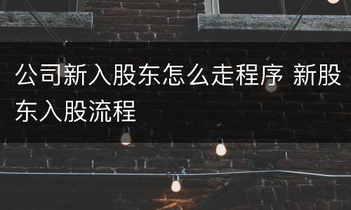 公司新入股东怎么走程序 新股东入股流程
