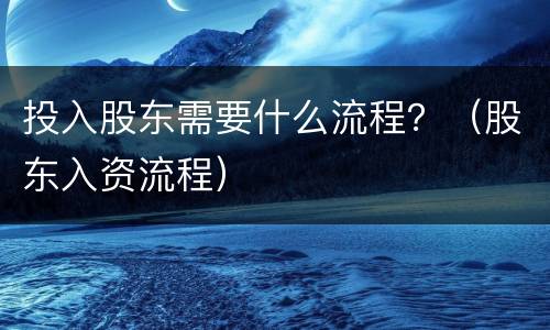 投入股东需要什么流程？（股东入资流程）