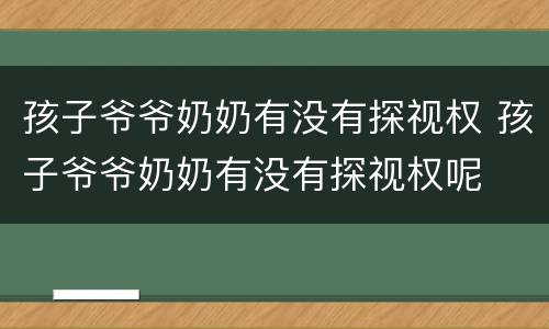 孩子爷爷奶奶有没有探视权 孩子爷爷奶奶有没有探视权呢