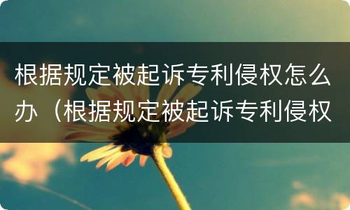 根据规定被起诉专利侵权怎么办（根据规定被起诉专利侵权怎么办呢）