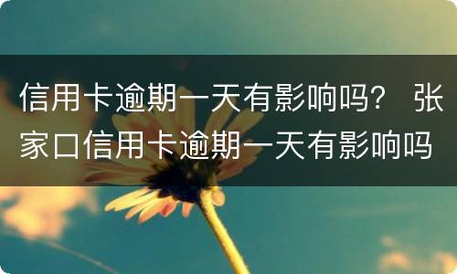 信用卡逾期一天有影响吗？ 张家口信用卡逾期一天有影响吗