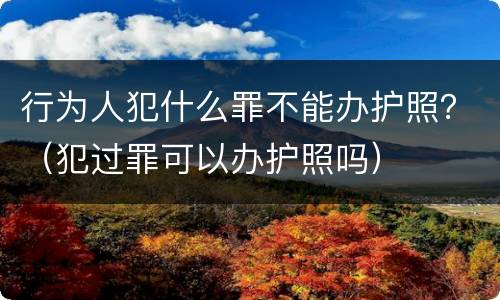 行为人犯什么罪不能办护照？（犯过罪可以办护照吗）