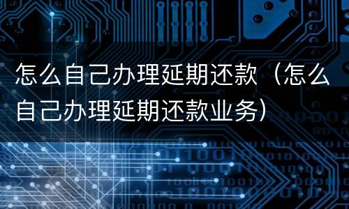 怎么自己办理延期还款（怎么自己办理延期还款业务）
