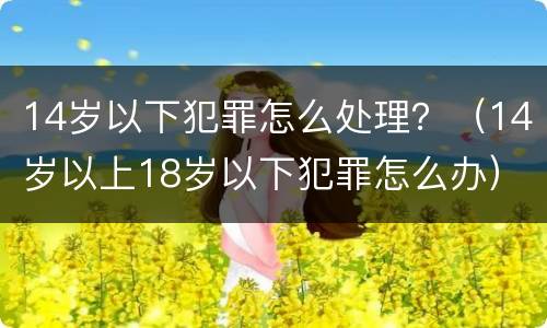 14岁以下犯罪怎么处理？（14岁以上18岁以下犯罪怎么办）