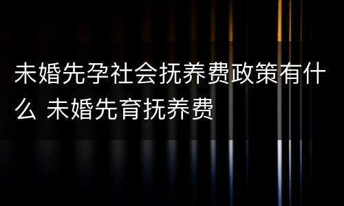未婚先孕社会抚养费政策有什么 未婚先育抚养费