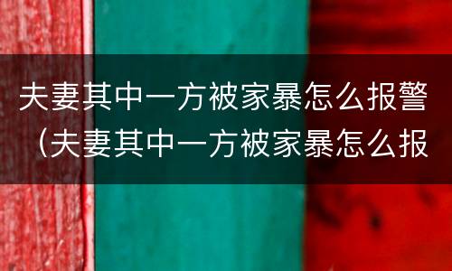 夫妻其中一方被家暴怎么报警（夫妻其中一方被家暴怎么报警呢）