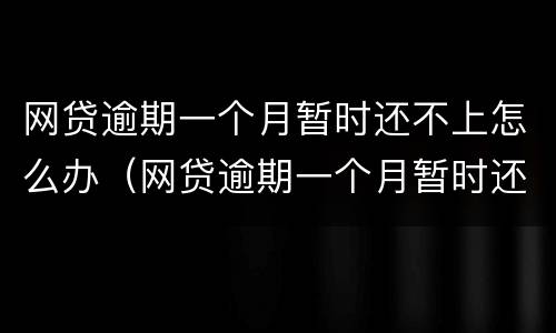 网贷逾期一个月暂时还不上怎么办（网贷逾期一个月暂时还不上怎么办哈尔滨）