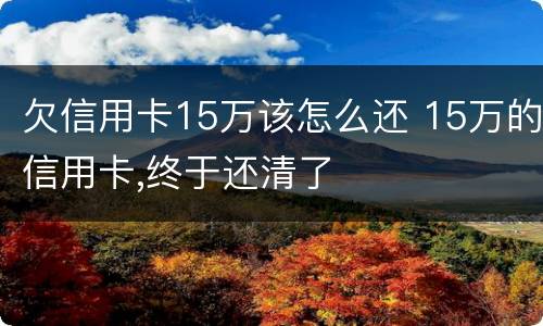 欠信用卡15万该怎么还 15万的信用卡,终于还清了
