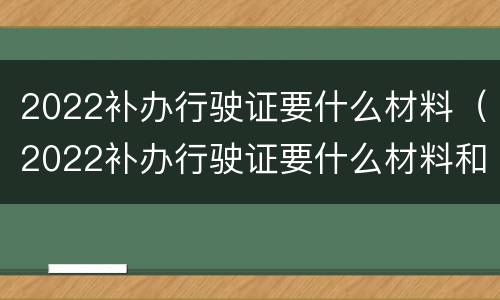 2022补办行驶证要什么材料（2022补办行驶证要什么材料和手续）