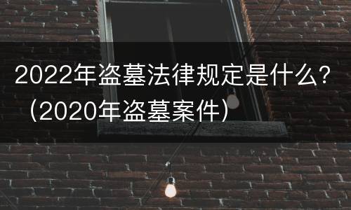 2022年盗墓法律规定是什么？（2020年盗墓案件）