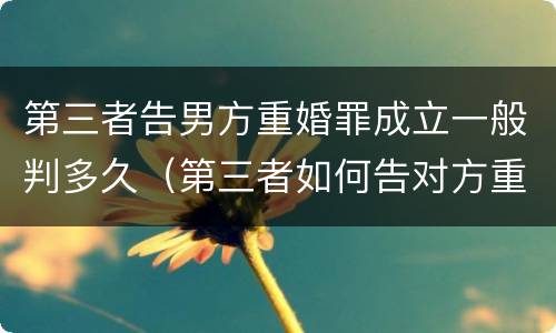 第三者告男方重婚罪成立一般判多久（第三者如何告对方重婚罪）