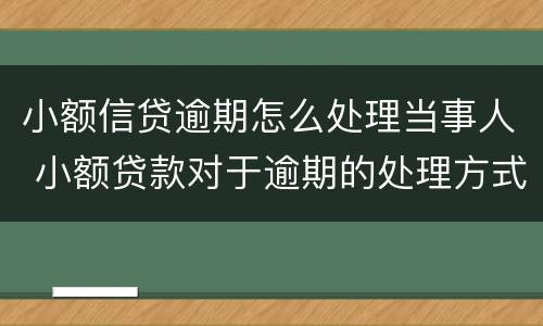 小额信贷逾期怎么处理当事人 小额贷款对于逾期的处理方式