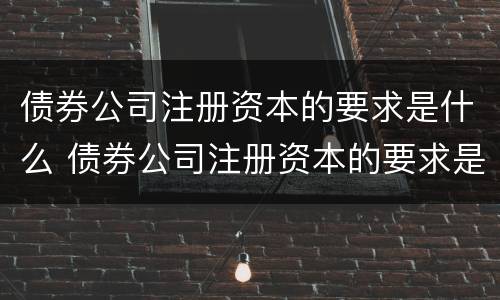 债券公司注册资本的要求是什么 债券公司注册资本的要求是什么意思