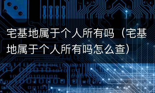 宅基地属于个人所有吗（宅基地属于个人所有吗怎么查）