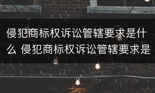 侵犯商标权诉讼管辖要求是什么 侵犯商标权诉讼管辖要求是什么意思