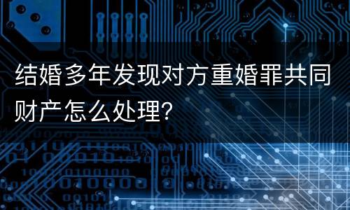 结婚多年发现对方重婚罪共同财产怎么处理？