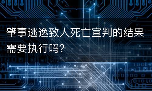 肇事逃逸致人死亡宣判的结果需要执行吗？