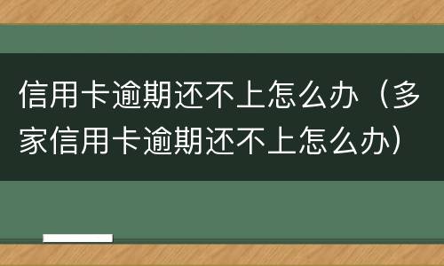 信用卡逾期还不上怎么办（多家信用卡逾期还不上怎么办）