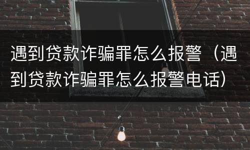 遇到贷款诈骗罪怎么报警（遇到贷款诈骗罪怎么报警电话）