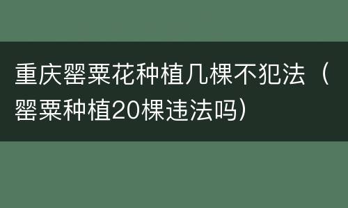 重庆罂粟花种植几棵不犯法（罂粟种植20棵违法吗）