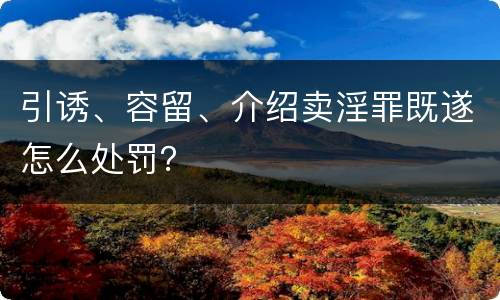 引诱、容留、介绍卖淫罪既遂怎么处罚？