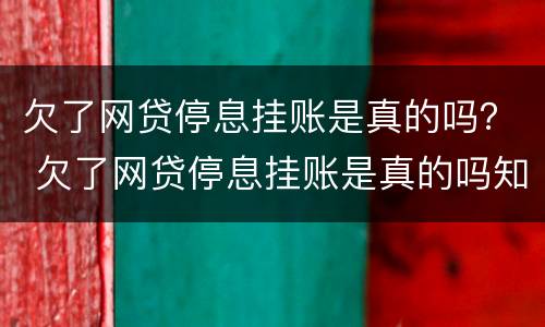 欠了网贷停息挂账是真的吗？ 欠了网贷停息挂账是真的吗知乎