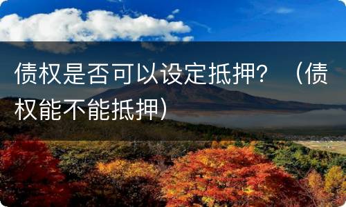 债权是否可以设定抵押？（债权能不能抵押）