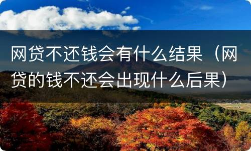 网贷不还钱会有什么结果（网贷的钱不还会出现什么后果）