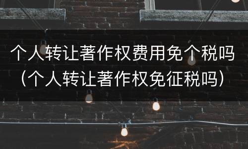 个人转让著作权费用免个税吗（个人转让著作权免征税吗）