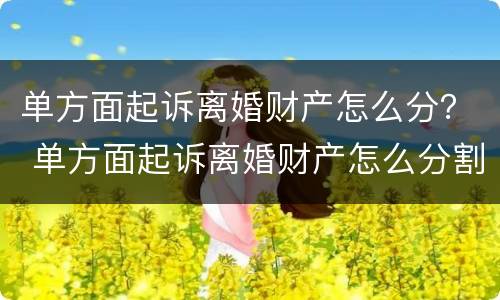 单方面起诉离婚财产怎么分？ 单方面起诉离婚财产怎么分割